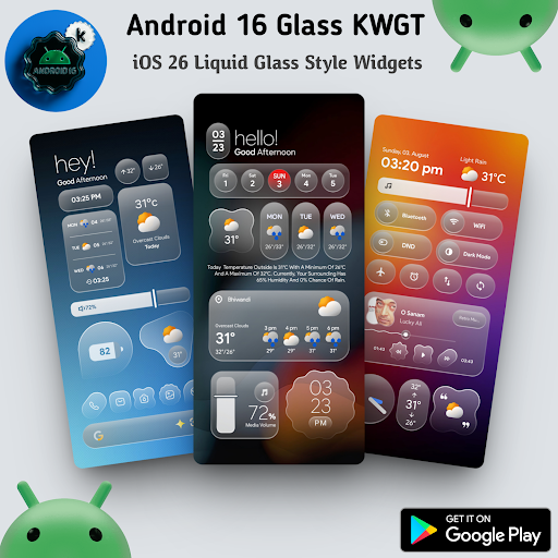 Android 16 Glass KWGT - screenshot 2